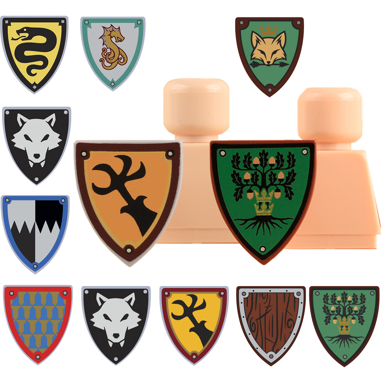 Lego Minifigure Holder - Blocchi da Costruzione MOC Cavalieri Medievali
